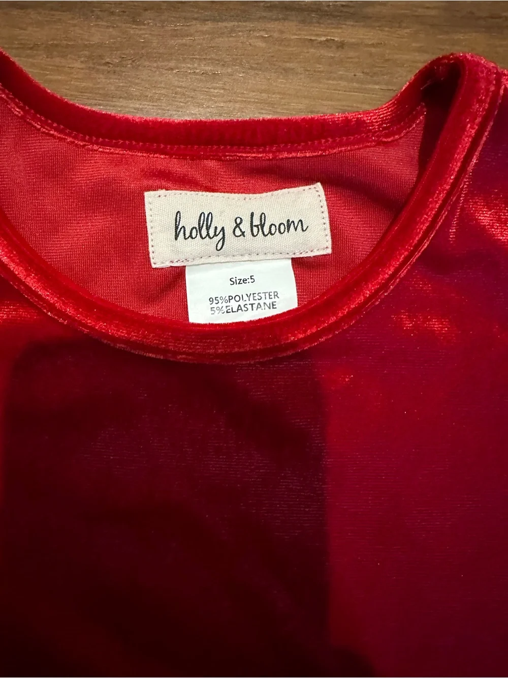 Taylor Joelle Christmas Velvet Red Puff-Sleeve Girls' Twirl Dress Size 5